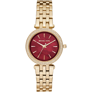Buy Shop Michael Kors Darci Quartz Mother of Pearl Red Dial Gold Steel Strap Watch For Women - MK3583 USA Online