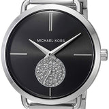 Michael Kors Portia Black Dial Silver Steel Strap Watch for Women - MK3638