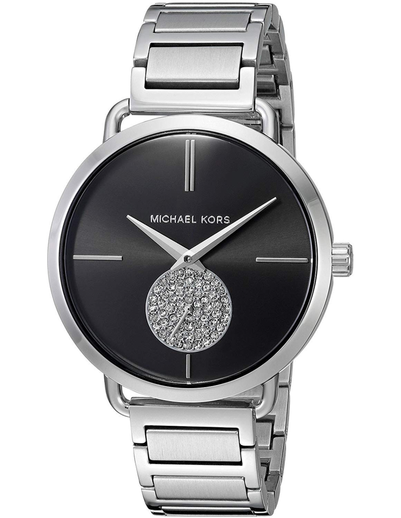 Buy Shop Michael Kors Portia Black Dial Silver Steel Strap Watch for Women - MK3638 USA Online