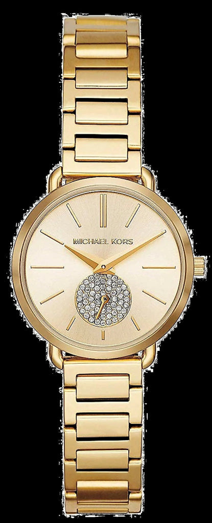Buy Shop Michael Kors Portia Quartz Gold Dial Gold Steel Strap Watch For Women - MK3838 USA Online