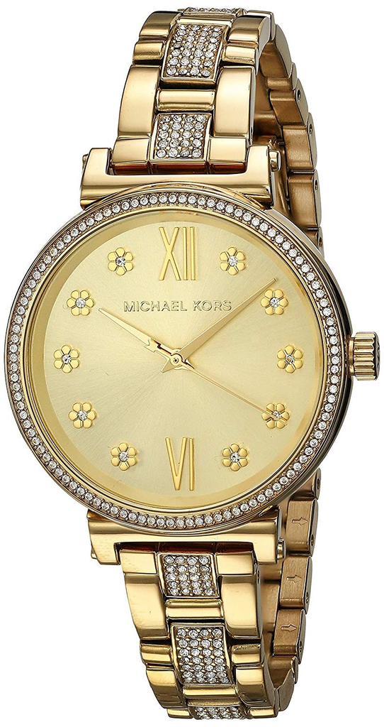 Buy Shop Michael Kors Sofie Quartz Gold Dial Gold Steel Strap Watch For Women - MK3881 USA Online