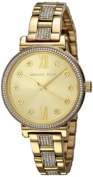 Buy Shop Michael Kors Sofie Quartz Gold Dial Gold Steel Strap Watch For Women - MK3881 USA Online