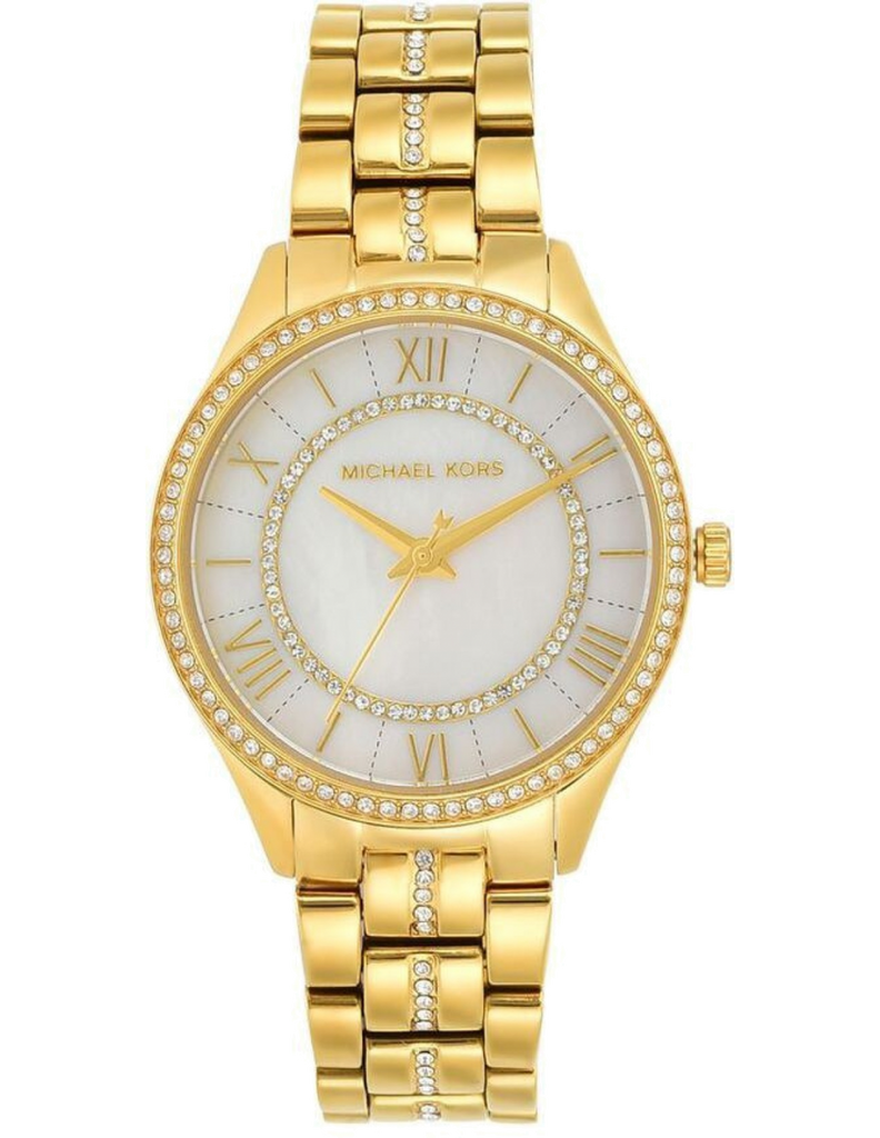 Buy Shop Michael Kors Lauryn Mother of Pearl White Dial Gold Steel Strap Watch for Women - MK3899 USA Online
