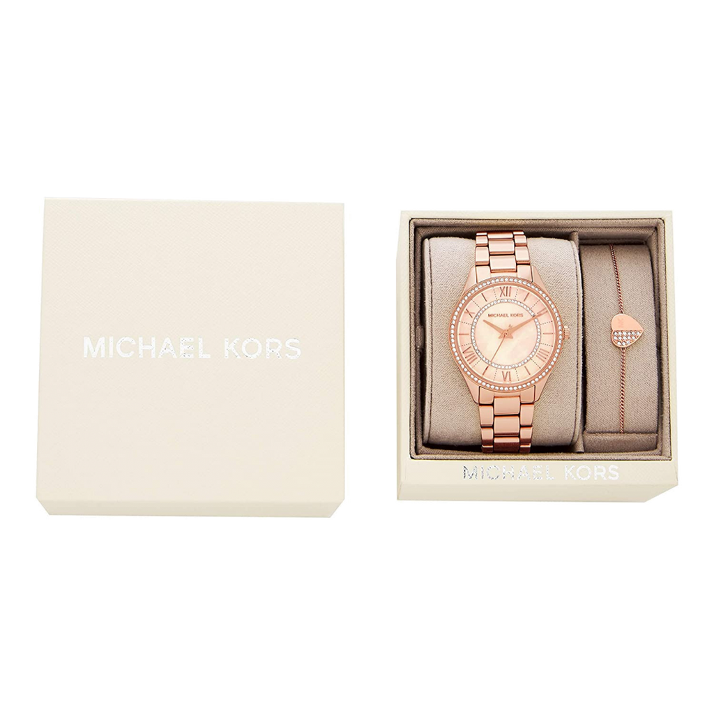 Buy Shop Michael Kors Lauryn Mother of Pearl Dial Rose Gold Dial Rose Gold Steel Strap Watch For Women - MK4491 USA Online