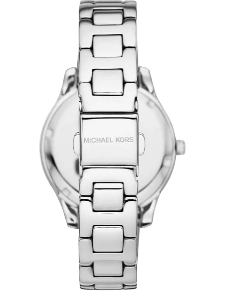 Buy Shop Michael Kors Liliane Three Hand Mother of Pearl White Dial Silver Steel Strap Watch For Women - MK4556 USA Online