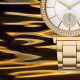 Buy Shop Michael Kors Abbey Three-Hand Analog White Dial Gold Steel Strap Watch for Women - MK4615 USA Online