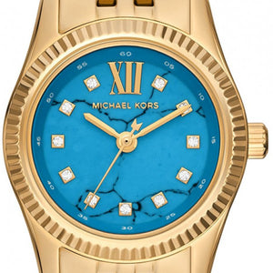Buy Shop Michael Kors Lexington Three Hand Blue Dial Gold Steel Strap Watch for Women - MK4813 USA Online