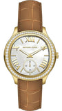 Buy Shop Michael Kors Sage Three-Hand Mother of Pearl White Dial Brown Leather Strap Watch for Women - MK4819 USA Online
