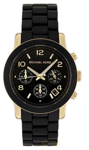 Buy Shop Michael Kors Runway Black Dial Black Silicone Strap Watch for Women - MK5191 USA Online