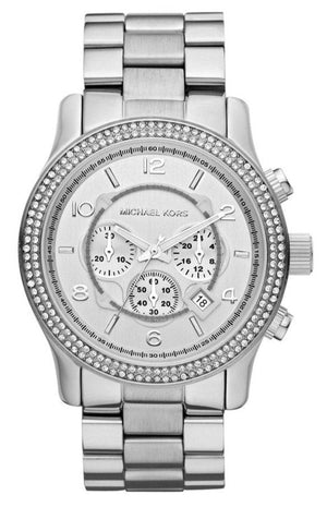 Buy Shop Michael Kors Runway Chronograph Quartz Silver Dial Silver Steel Strap Watch For Women - MK5574 USA Online
