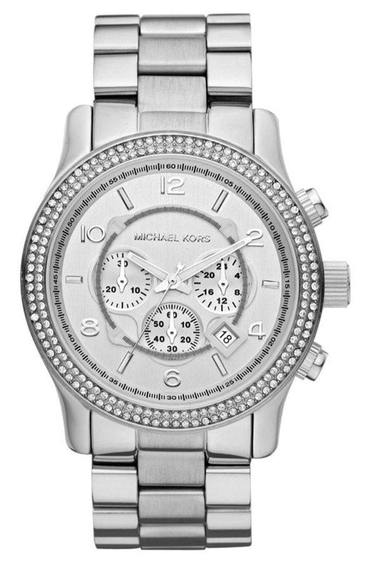 Buy Shop Michael Kors Runway Chronograph Quartz Silver Dial Silver Steel Strap Watch For Women - MK5574 USA Online