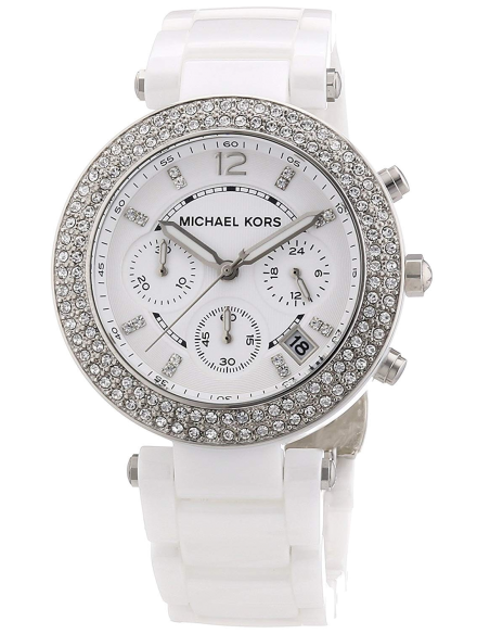 Buy Shop Michael Kors Parker White Dial White Ceramic Strap Watch for Women - MK5654 USA Online