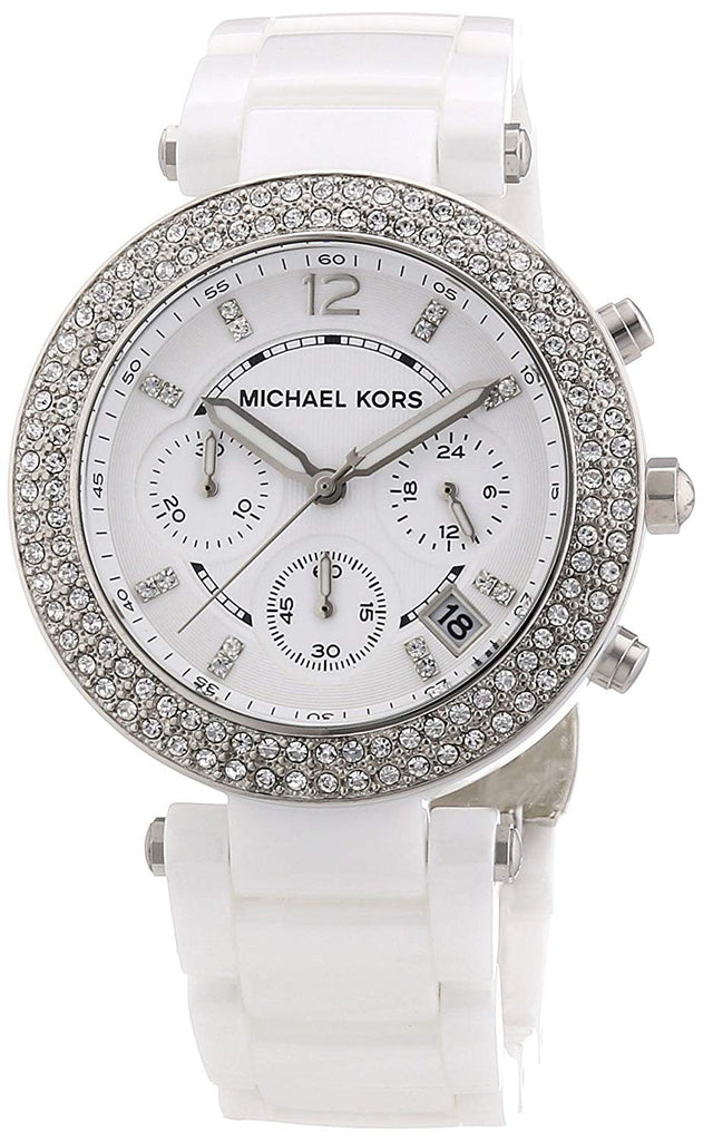 Buy Shop Michael Kors Parker White Dial White Leather Strap Watch for Women - MK5848 USA Online