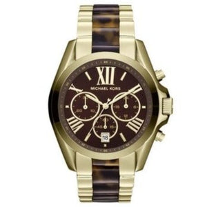 Buy Shop Michael Kors Bradshaw Chronograph Brown Dial Two Tone Steel Strap Watch For Women - MK5696 USA Online