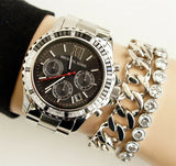 Buy Shop Michael Kors Everest Chronograph Black Dial Silver Steel Strap Watch For Women - MK5753 USA Online