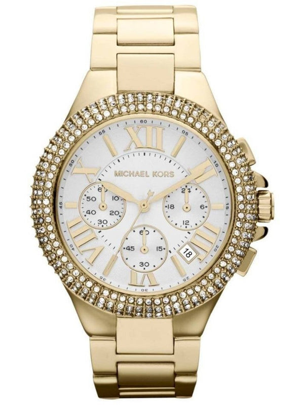 Buy Shop Michael Kors Camille Silver Diamonds Dial Gold Steel Strap Watch for Women - MK5756 USA Online