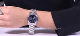 Buy Shop Michael Kors Hunger Stop 100 Series Navy Blue Dial Silver Steel Strap Watch for Women - MK5814 USA Online