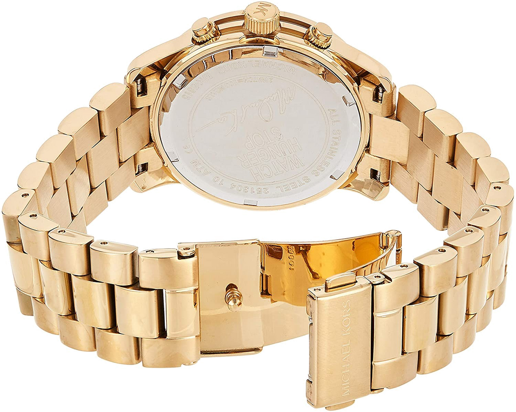 Buy Shop Michael Kors Runway Hunger Stop100 Series Blue Dial Gold Steel Strap Watch for Women - MK5815 USA Online