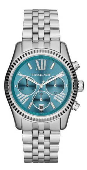 Buy Shop Michael Kors Lexington Chronograph Blue Dial Silver Steel Strap Watch For Women - MK5887 USA Online