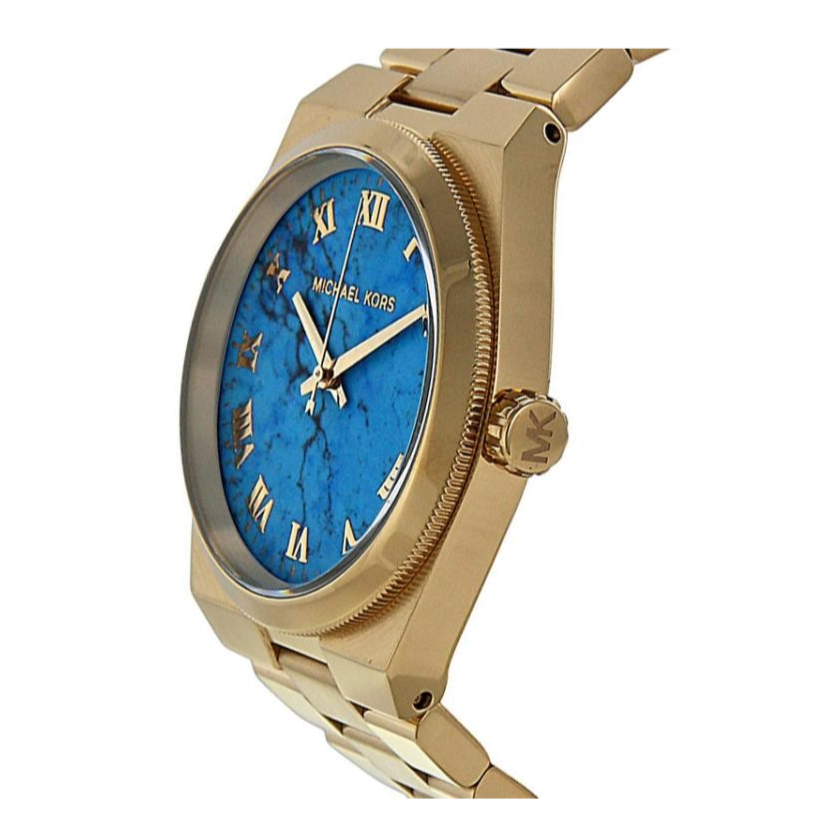 Buy Shop Michael Kors Channing Turquoise Dial Gold Steel Strap Watch For Women - MK5894 USA Online