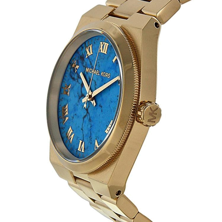 Buy Shop Michael Kors Channing Turquoise Dial Gold Steel Strap Watch For Women - MK5894 USA Online