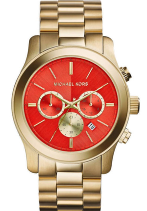 Buy Shop Michael Kors Runway Quartz Orange Dial Gold Steel Strap Watch For Women - MK5930 USA Online