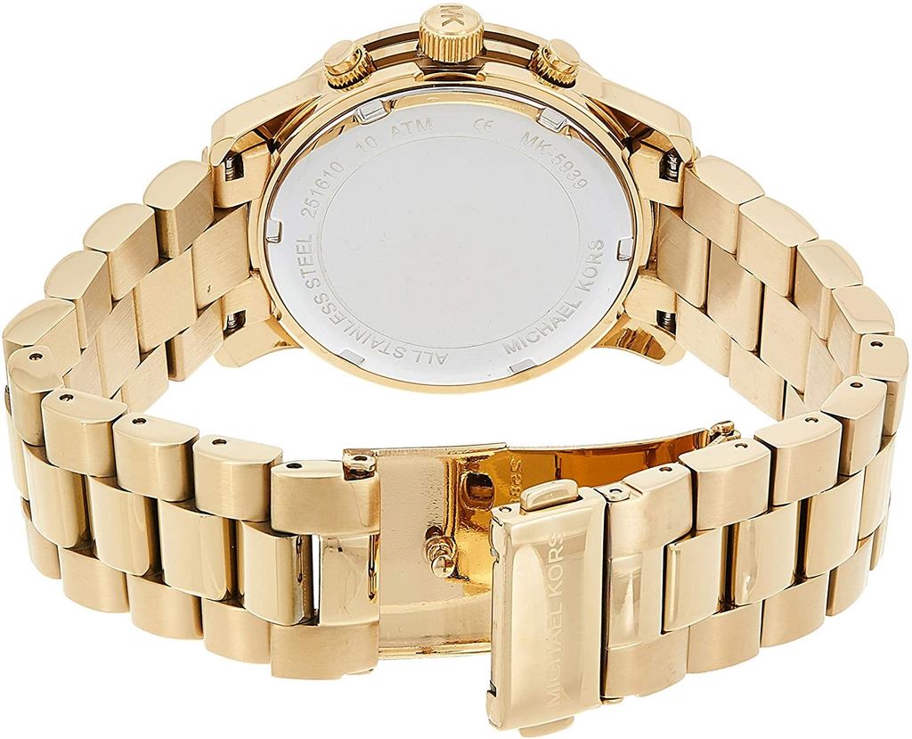 Buy Shop Michael Kors Runway Quartz Orange Dial Gold Steel Strap Watch For Women - MK5930 USA Online