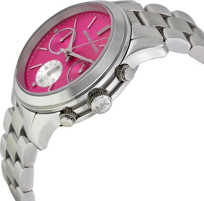 Buy Shop Michael Kors Runway Chronograph Pink Dial Silver Steel Strap Watch for Women - MK6160 USA Online