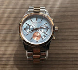 Buy Shop Michael Kors Runway Chronograph Blue Dial Two Tone Steel Strap Watch For Women - MK6166 USA Online
