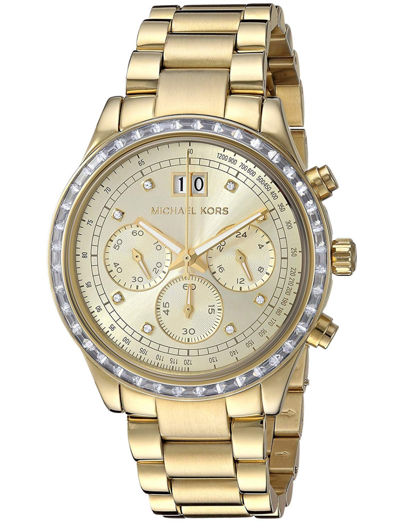 Buy Shop Michael Kors Brinkley Diamonds Gold Dial Gold Steel Strap Watch for Women - MK6187 USA Online