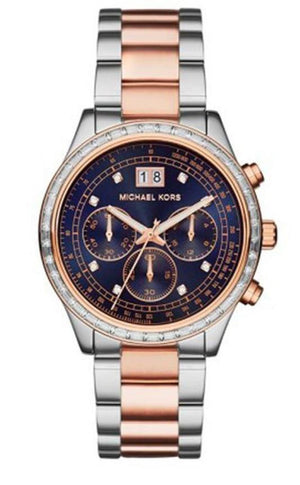 Buy Shop Michael Kors Brinkley Blue Dial Two Tone Steel Strap Watch for Women - MK6205 USA Online