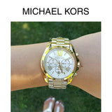 Buy Shop Michael Kors Bradshaw Chronograph White Dial Gold Steel Strap Watch For Women - MK6266 USA Online