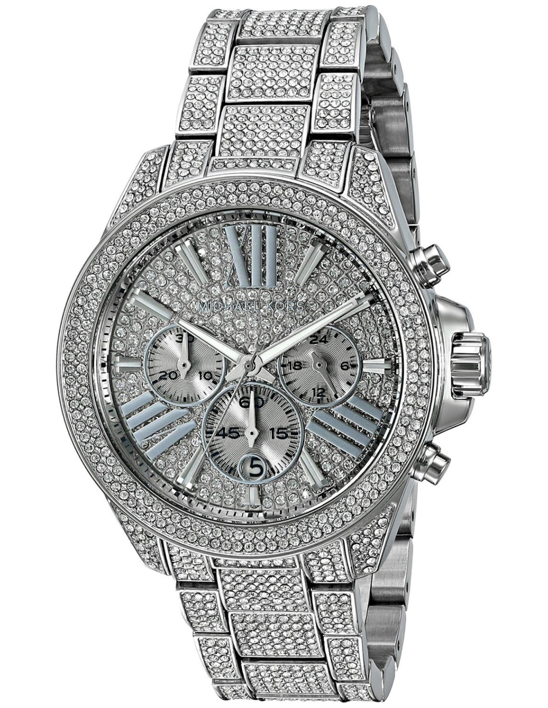 Buy Shop Michael Kors Wren Chronograph Crystals Silver Dial Silver Steel Strap Watch For Women - MK6317 USA Online