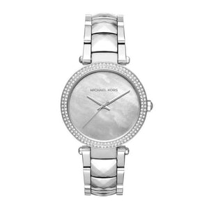 Buy Shop Michael Kors Parker Mother of Pearl Silver Steel Strap Watch for Women - MK6424 USA Online