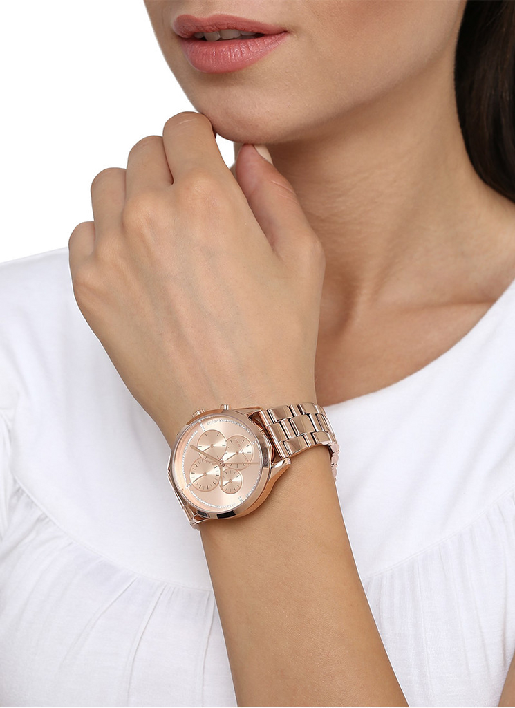 Buy Shop Michael Kors Briar Quartz Rose Gold Dial Rose Gold Steel Strap Watch For Women - MK6465 USA Online