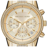 Buy Shop Michael Kors Ritz Chronograph Gold Dial Gold Steel Strap Watch For Women - MK6484 USA Online