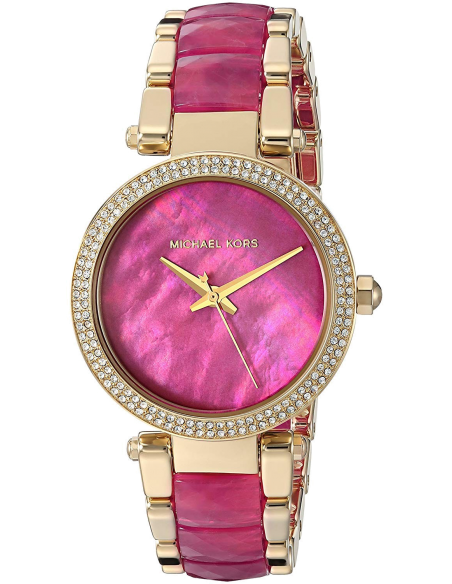 Buy Shop Michael Kors Parker Pink Mother of Pearl Dial Two Tone Steel Strap Watch for Women - MK6490 USA Online