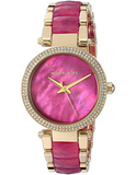 Buy Shop Michael Kors Parker Pink Mother of Pearl Dial Two Tone Steel Strap Watch for Women - MK6490 USA Online
