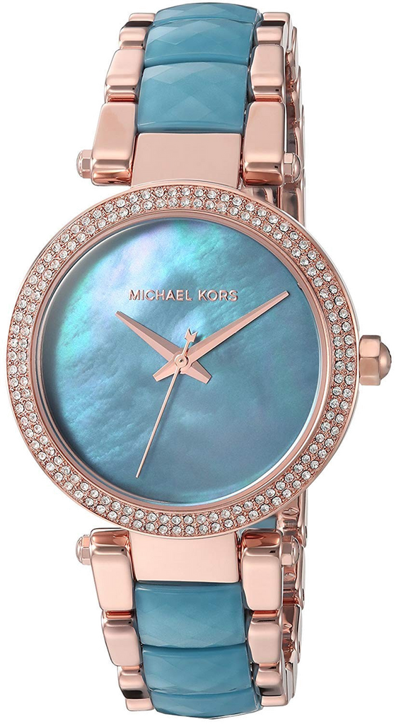 Buy Shop Michael Kors Parker Blue Mother of Pearl Dial Two Tone Steel Strap Watch for Women - MK6491 USA Online