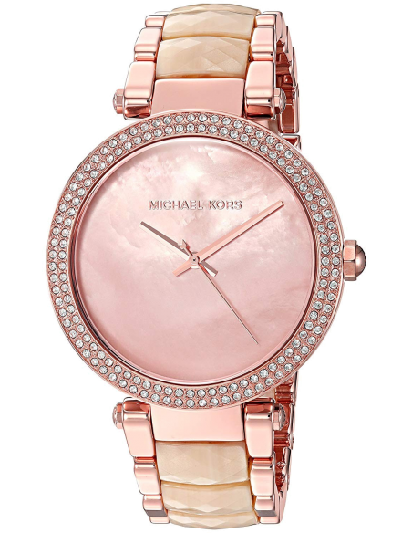 Buy Shop Michael Kors Parker Mother of Pearl Pink Dial Two Tone Steel Strap Watch for Women - MK6492 USA Online