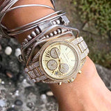 Buy Shop Michael Kors Mini Bradshaw Crystals Gold Dial Gold Steel Strap Watch For Women - MK6494 USA Online