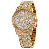 Buy Shop Michael Kors Ritz Three-Hand Glitz Crystals Gold Dial Gold Steel Strap Watch for Women - MK6747 USA Online