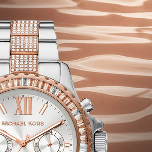 Buy Shop Michael Kors Everest Chronograph Silver Dial Two Tone Steel Strap Watch For Women - MK6975 USA Online