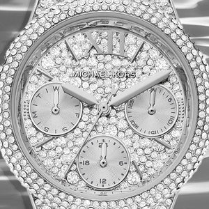 Buy Shop Michael Kors Camille Multifunction Crystals Silver Dial Silver Steel Strap Watch For Women - MK6996 USA Online