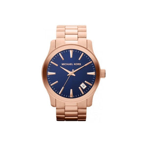 Buy Shop Michael Kors Runway Blue Dial Rose Gold Stainless Steel Strap Watch for Women - MK7065 USA Online