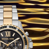 Buy Shop Michael Kors Everest Chronograph Black Dial Two Tone Steel Strap Watch For Women - MK7209 USA Online