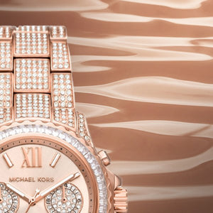 Buy Shop Michael Kors Everest Chronograph Crystals Rose Gold Dial Rose Gold Steel Strap Watch For Women - MK7235 USA Online