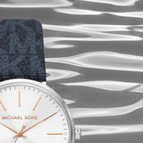 Buy Shop Michael Kors Pyper Quartz Silver Dial Blue Leather Strap Watch For Women - MK7244 USA Online