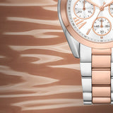 Buy Shop Michael Kors Bradshaw Chronograph White Dial Two Tone Steel Strap Watch For Women - MK7258 USA Online