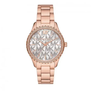 Buy Shop Michael Kors Layton Three Hand Silver Dial Rose Gold Steel Strap Watch For Women - MK7297 USA Online